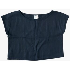 Linen Handmade Studio Black 100% linen crop top SZ: L